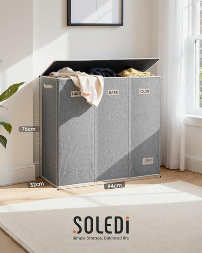 SOLEDI 200L 3-Section Laundry Hamper - Image 6