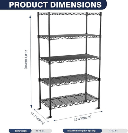 5-Tier Heavy Duty Wire Shelving Unit, Wire Shelf Racks - Image 2