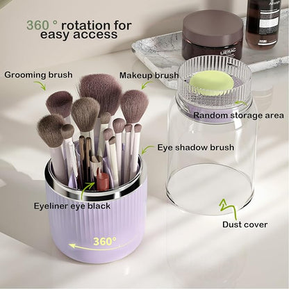 360 Rotating Makeup Brush Holder Organizer, Makeup Brush Holder - Image 3
