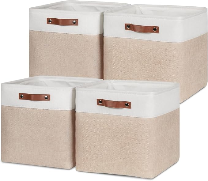 HNZIGE Set of 4 Fabric Storage Baskets, Large Baskets by HNZIGE