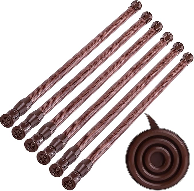 SIQUK 6 Pack Cupboard Bars Adjustable Spring Tension Rods Wood Grain by SIQUK