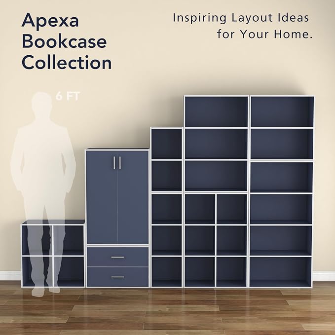 Homes: Inside + Out Apexa 3-Tier Cube Storage Organizer Shelves, Stackable Wood - Image 9