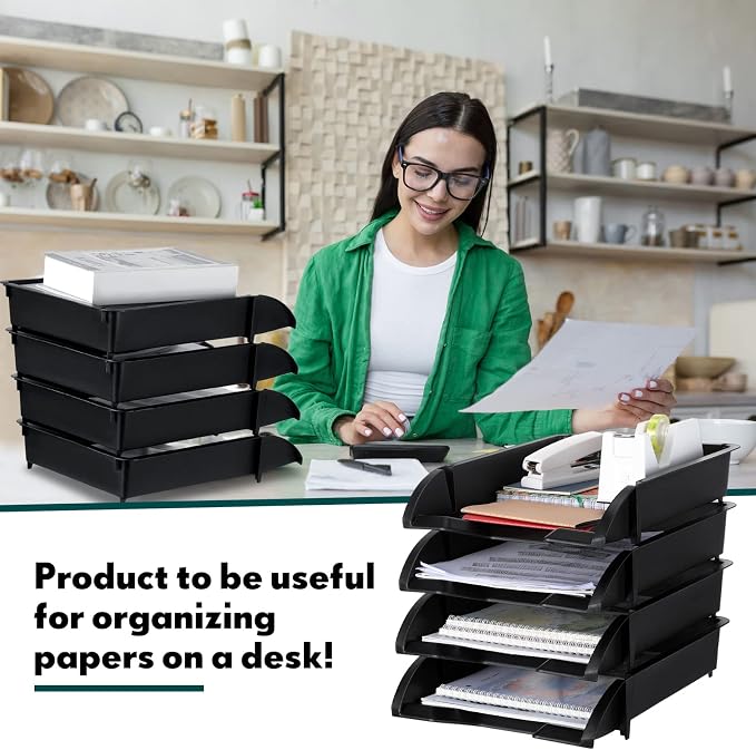 Fainne 8 Pcs Stackable Paper Trays Organizer - Image 5