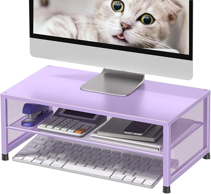 Desk Organizers and Accessories, 2-Tier Metal Computer Monitor Stand Riser - Image 8