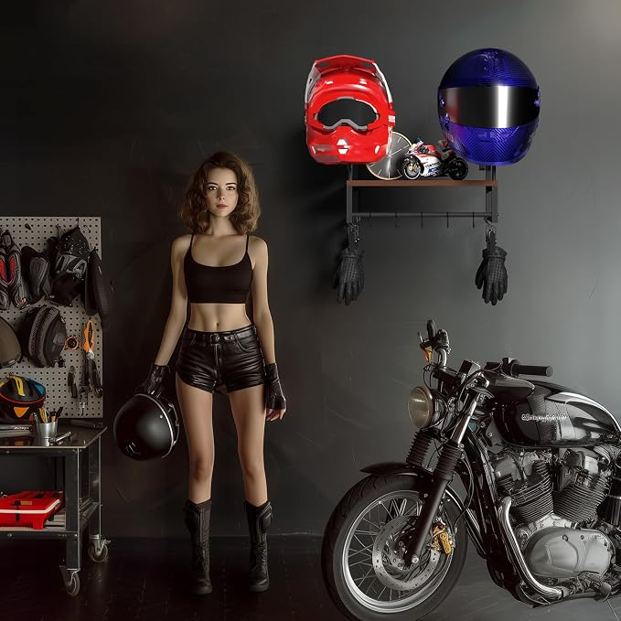 Helmet Holder Wall Mount, Retro Helmet Rack - Image 6