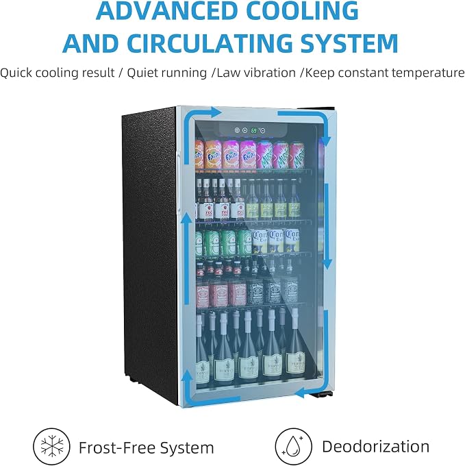 126 Can Freestanding Beverage Refrigerator, 3.2 Cu. Ft Drink Fridge - Image 4