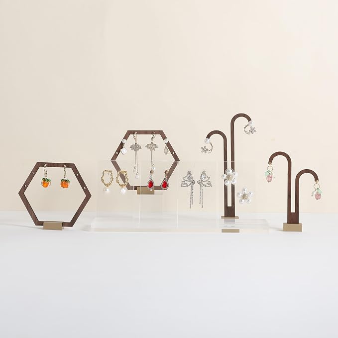 GemeShou 3pcs Wooden stud earring organizer holder, walnut earring hangers - Image 3