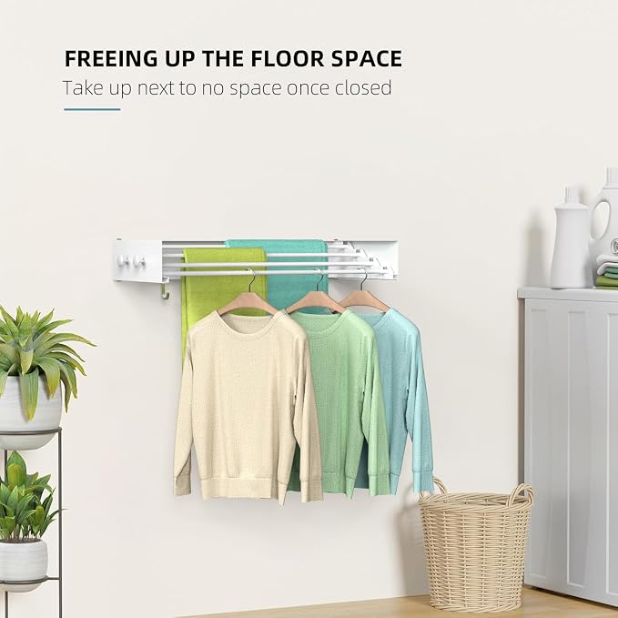 Drying Rack Clothing, Clothes Drying Rack Wall Mounted, Laundry Drying Rack - Image 7