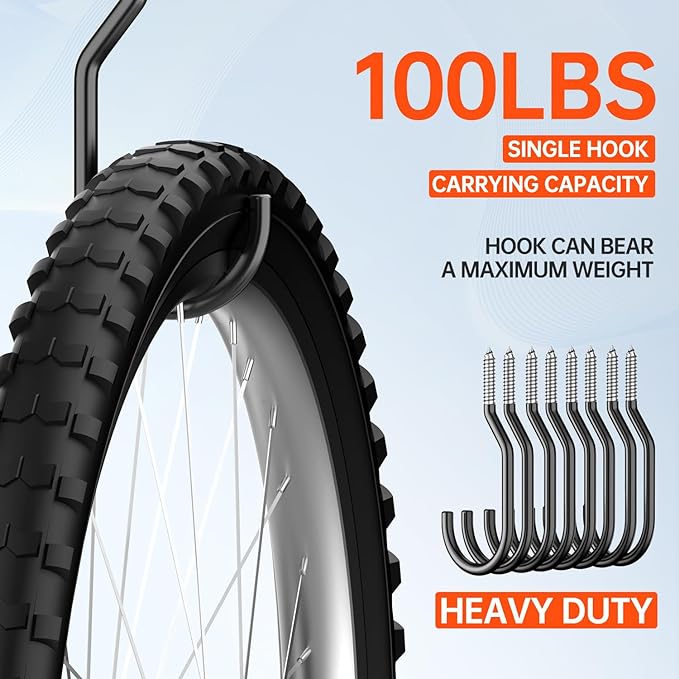 GURADESIGN 8-Pack Heavy Duty Bike Hook, Loading Capacity 100 LBS, 6 inch - Image 5