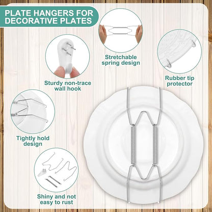 Hotop 12 Pieces Plate Hangers for Wall Stainless Steel Wire Invisible Heavy - Image 3