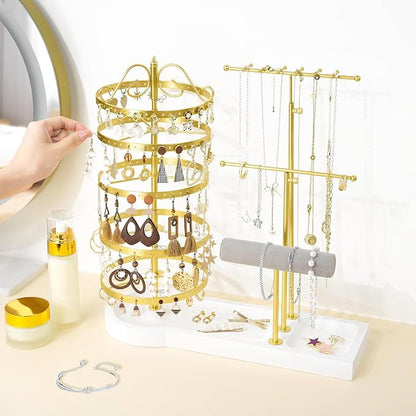 Jewelry Organizer Stand, Metal Rotating Earring Holder Organizer - Image 5