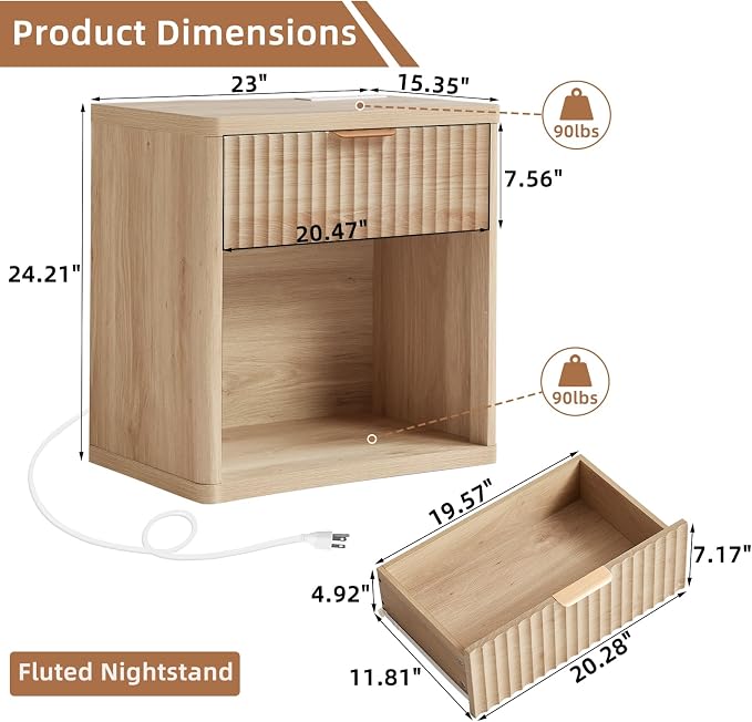 LEYAOYAO Fluted Nightstand - Image 2