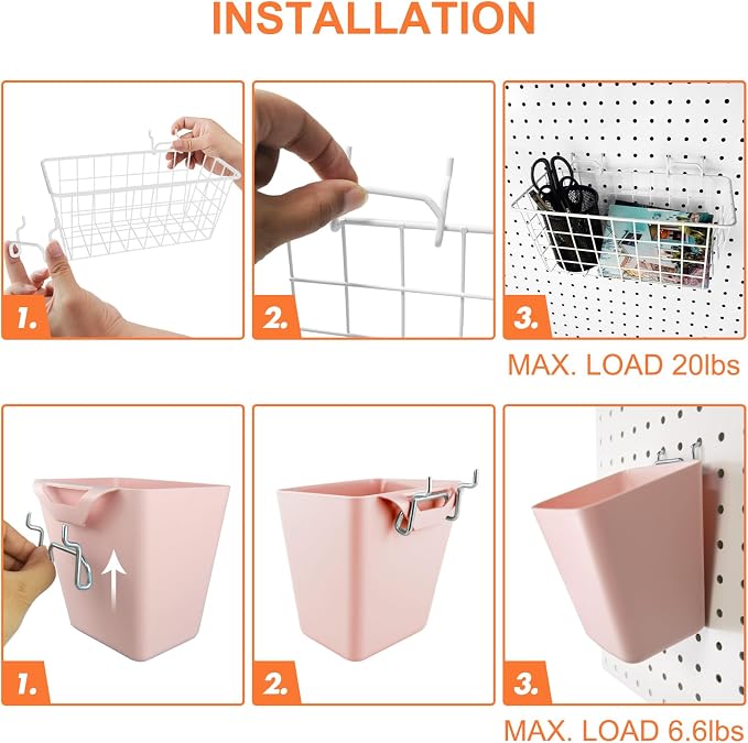 Pegboard Basket Organizers, Peg Board Large Baskets Hooks Bins Cups Tool - Image 5