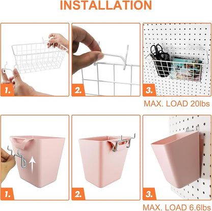 Pegboard Basket Organizers, Peg Board Large Baskets Hooks Bins Cups Tool - Image 5