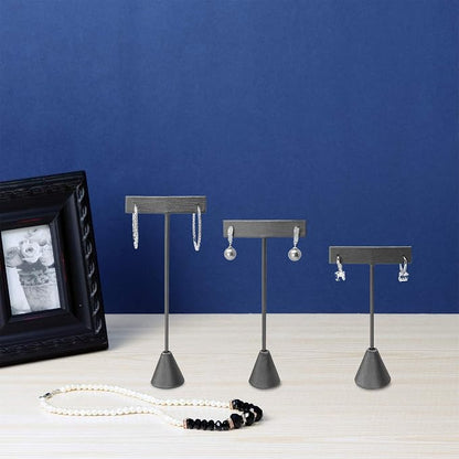 Ikee Design 6pcs Set Steel Grey Leatherette Earring T Stand Display Set - Image 7