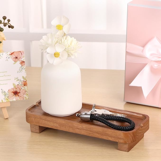 Wood Riser Small Decorative Tray Sink Soap Dish, Vanity Tray Pedestal Stand 8.7 - Image 8