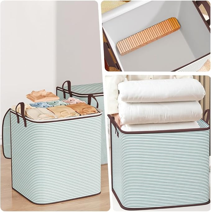 Blanket Storage, 100L Foldable Storage Bin, Large Clothes Organizer Bags - Image 5