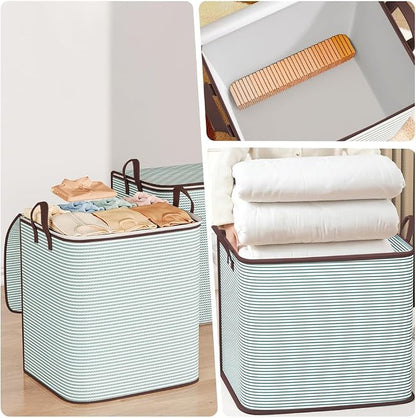 Large Clothes Storage Bins, 4 Pack Foldable Blanket Storage Bags, Storage - Image 5