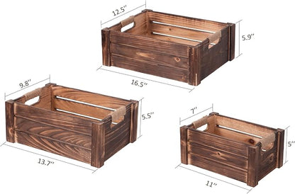 TIMRIS Set of 3 Rustic Wood Nesting Crates, Farmhouse Wooden Storage Container - Image 7