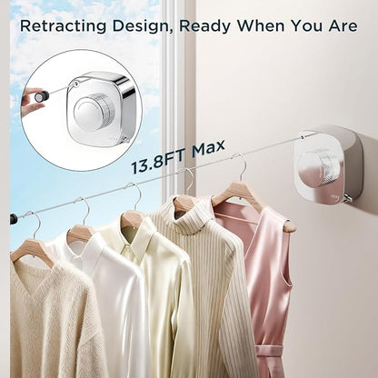 FORIOUS Retractable Clothesline Indoor, 13.8 Ft Non-Sagging Outdoor Clothes Line - Image 3