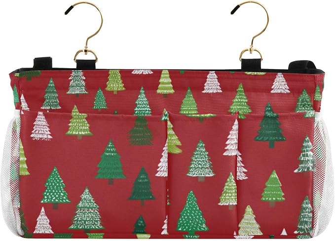 Christmas Trees White Green Bedside Caddy by QwThum