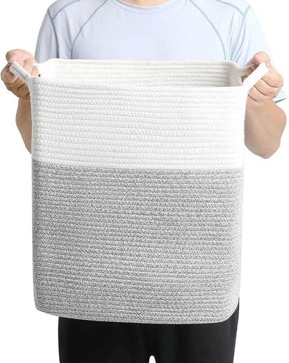 Tall Laundry Basket With Handles, Woven Cotton Rope Big Laundry Hamper Sorters - Image 3