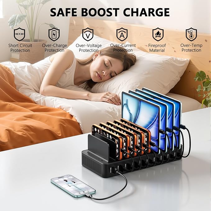 USB C Charging Station for Multiple Devices, 10-Port 100W Charging Dock - Image 4