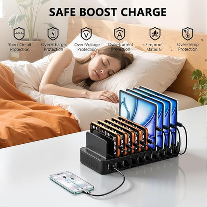 USB C Charging Station for Multiple Devices, 10-Port 100W Charging Dock - Image 4