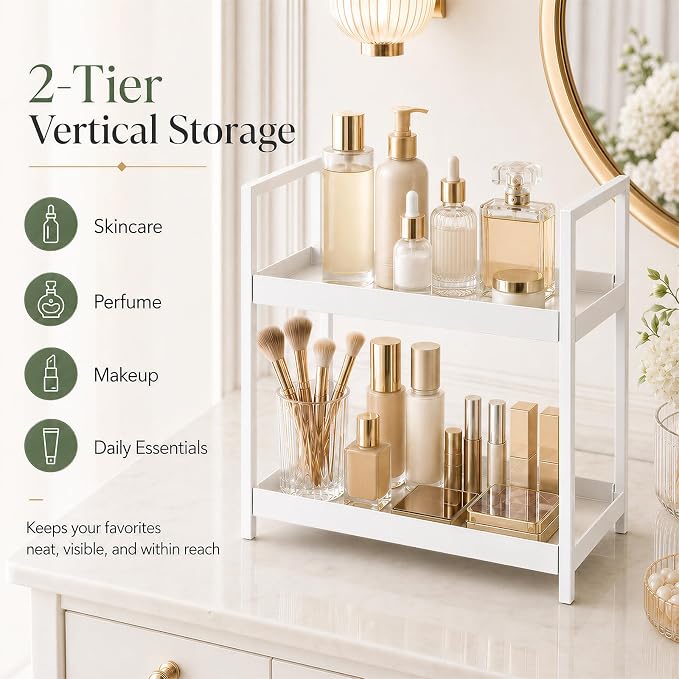Bathroom Organizer Countertop, 2 Tier Counter Storage Shelf - Image 3