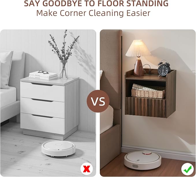 Modern Fluted Floating Nightstand Wall Mounted Set of 2- Bedside Table - Image 5