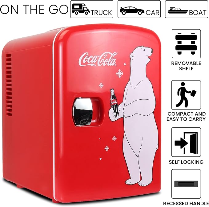 Coca Cola Polar Bear Mini Fridge Compact and Cute Refrigerator - Image 4