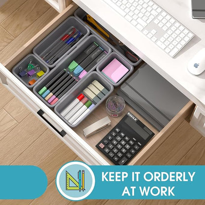 6 PCS Drawer Organizer Set, 3 Size Makeup Drawer Divider Organizer - Image 4