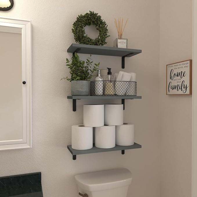 WOPITUES Wood Floating Shelves Set of 6, Shelves - Image 4
