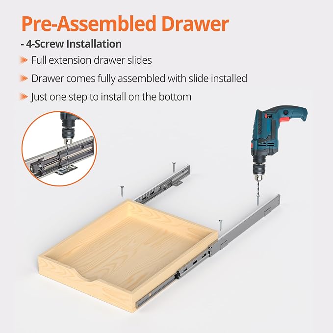 ZOINLIY 15''W X 21''D X 3''H Wooden Pull Out Drawer - Image 4