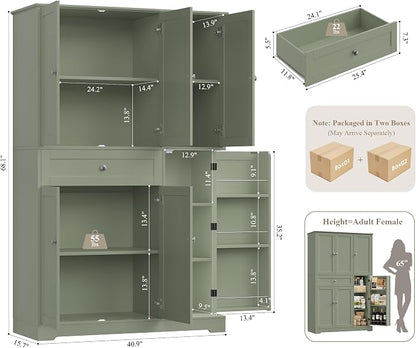 HOSTACK 68" Tall Kitchen Pantry Storage Cabinet - Image 3