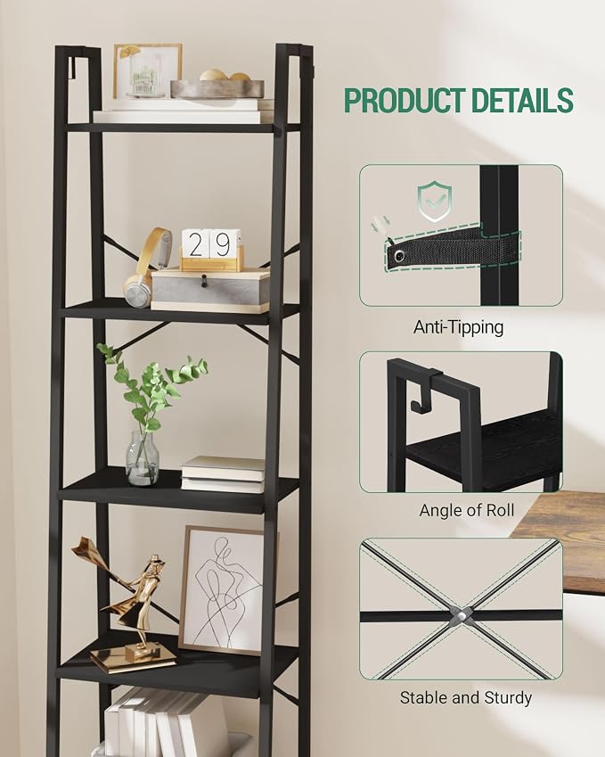 Hzuaneri Ladder Shelf, Freestanding Corner Storage Shelf | Bookcase - Image 3