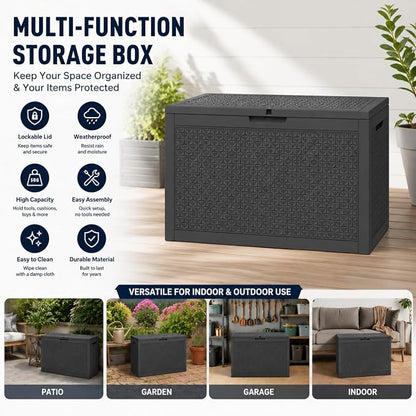 120 Gallon Outdoor Storage Box, Resin Deck Box Waterproof & Lockable, Patio - Image 8
