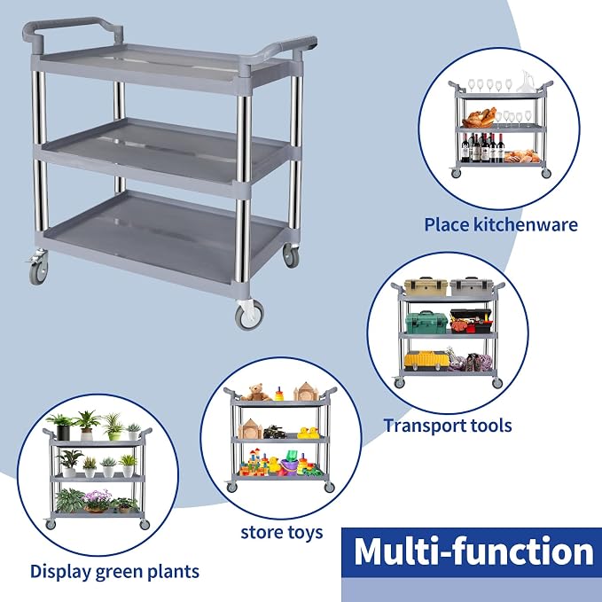 UNICOO 3-Tier Heavy Duty Rolling Utility Cart - Image 4