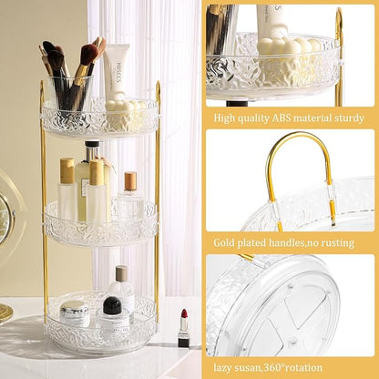 Fangoo 3 Tiers Clear Rotating Makeup Organizer - Image 3