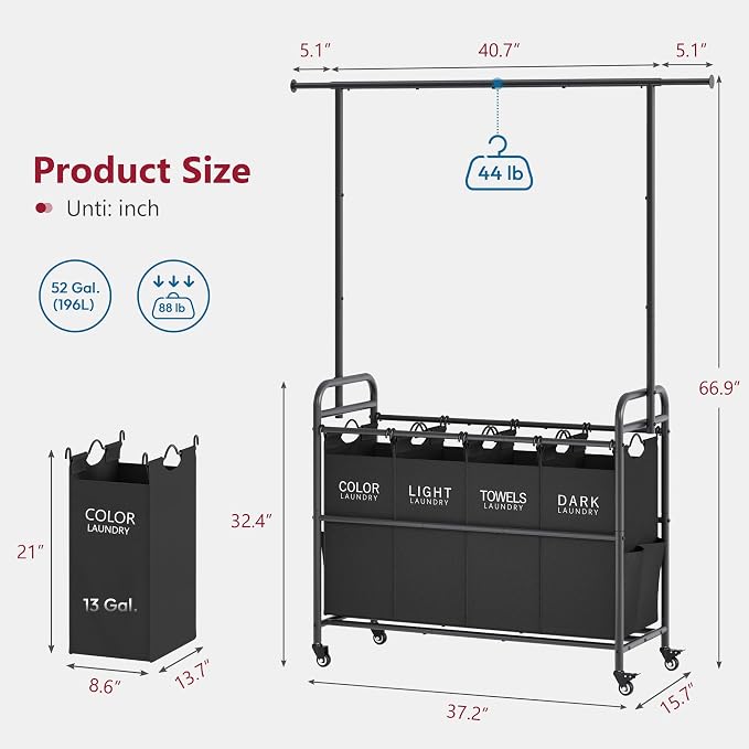 Tajsoon Laundry Sorter Cart - Image 7