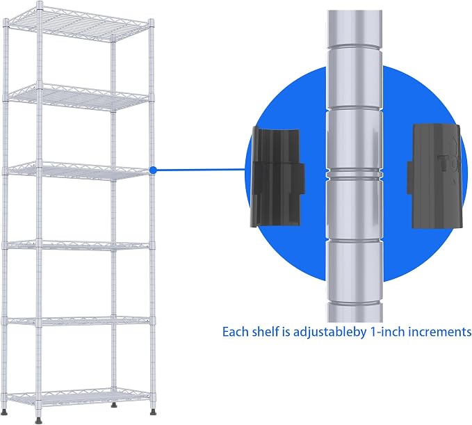 REGILLER 6 Wire Shelving Steel Storage Rack Adjustable Unit Shelves - Image 6