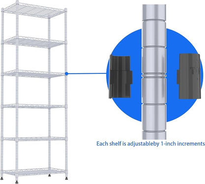 REGILLER 6 Wire Shelving Steel Storage Rack Adjustable Unit Shelves - Image 6