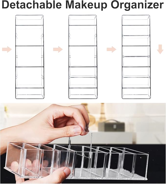 Detachable Makeup Organizer, 8 Compartments Acrylic Cosmetic Storage Jewelry - Image 3