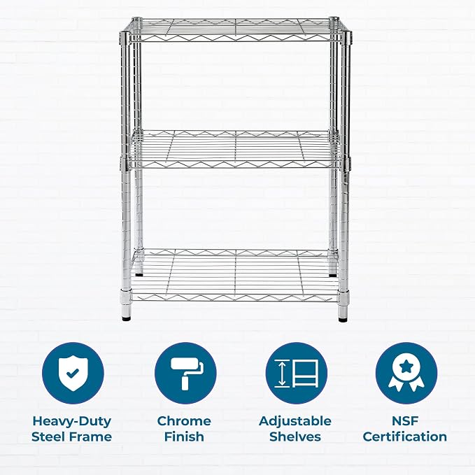 Honey-Can-Do 3-Tier Heavy Duty Adjustable Shelving Unit, 250-lb Per Shelf Metal - Image 6