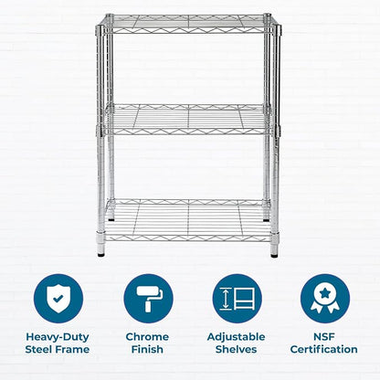 Honey-Can-Do 3-Tier Heavy Duty Adjustable Shelving Unit, 250-lb Per Shelf Metal - Image 6