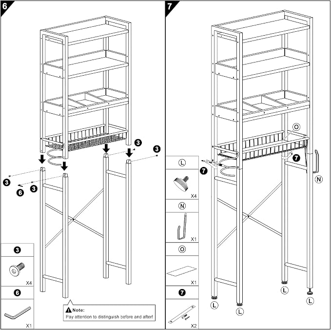 Over The Toilet Storage Cabinet, 4 Tier Bathroom Organizer and Storage - Image 9
