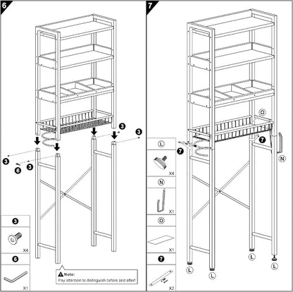 Over The Toilet Storage Cabinet, 4 Tier Bathroom Organizer and Storage - Image 9