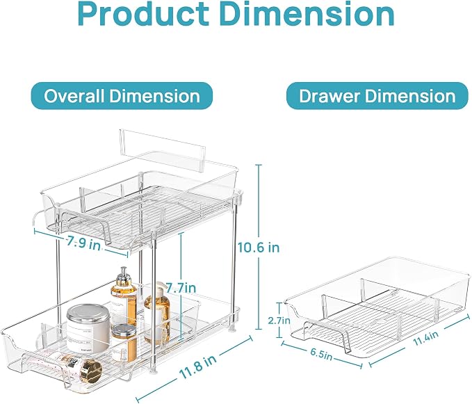 Vtopmart 4 Pack 2 Tier Bathroom Under Sink Organizers and Storage, Pull Out - Image 2