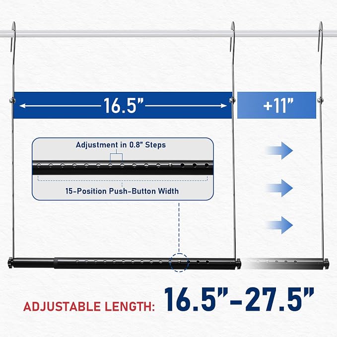 Hanging Closet Rod Extenders, Adjustable Width and Height Closet Extender - Image 4
