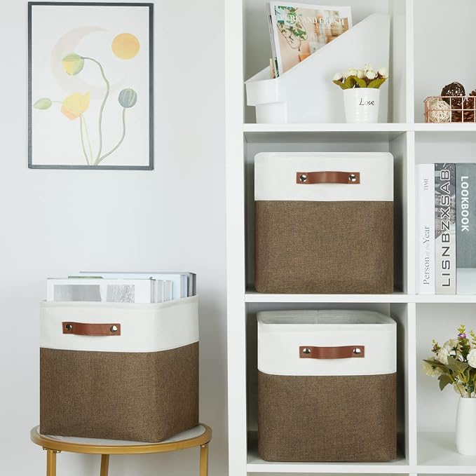 HNZIGE Fabric Storage Baskets 4 Pack, Storage Cube Baskets 11x11, Foldable Cube - Image 6